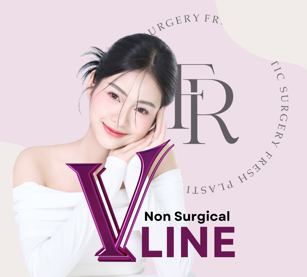 Asian beautiful woman in white cloth after Non Surgical V-line face contouring by facial liposuction